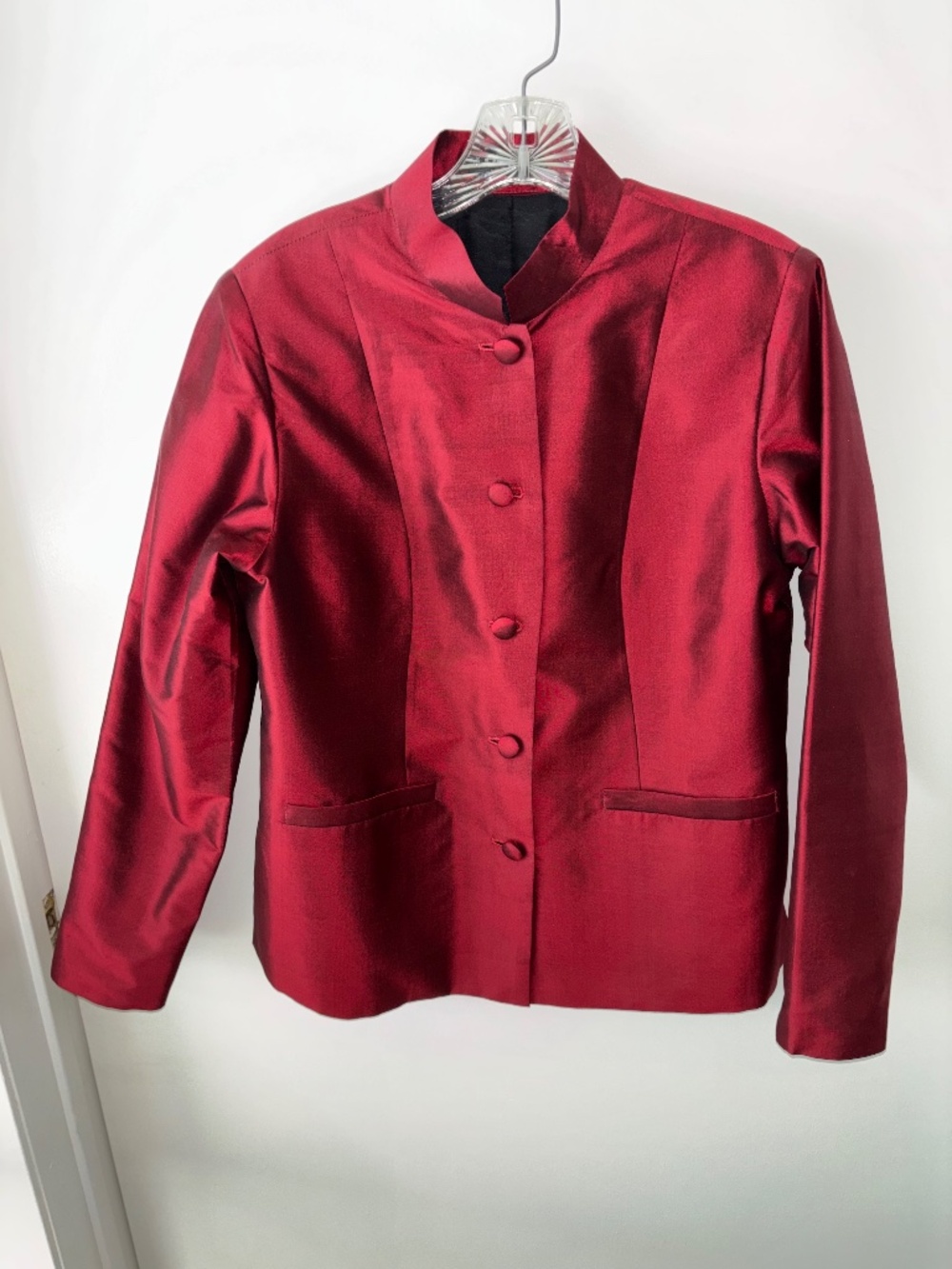 Richard K Tsao Red Handwoven Thai Silk Jacket Excellent Condition NWOT